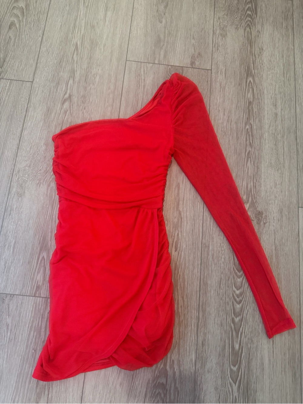 Lucy in the Sky One-Shoulder Red Ruched Mini Dress
